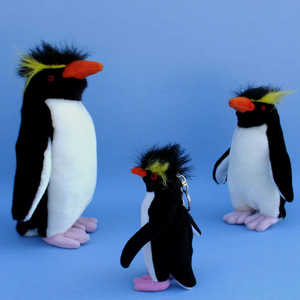 128 126 127  Rockhopper Penguin / Felsenpinguin  / Klipphopparpingvin, 26 cm, 14 cm, 20 cm